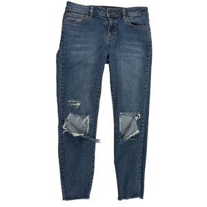 Vans Skinny Distressed Jeans Medium Wash Blue Denim Size 5/27 Cropped Stretch